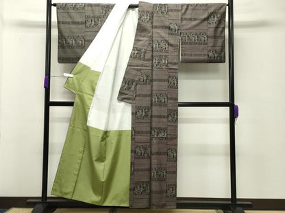 平和屋着物●都喜ヱ門　本場大島紬　9マルキ　ナイル墓情　藤絹織物謹製　証紙付き　正絹　逸品　CABD8817gh
