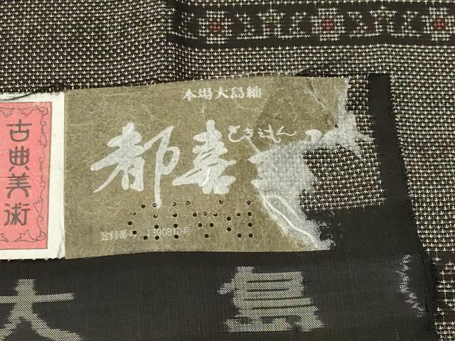 平和屋着物●都喜ヱ門　本場大島紬　9マルキ　ナイル墓情　藤絹織物謹製　証紙付き　正絹　逸品　CABD8817gh