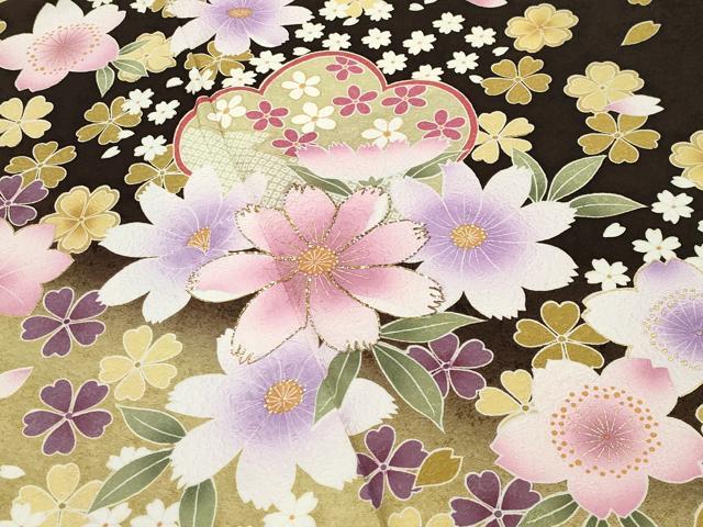 平和屋着物●豪華振袖　刺繍　舞桜花文　暈し染め　金彩　正絹　逸品　CABD8819gh