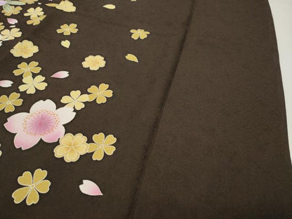 平和屋着物●豪華振袖　刺繍　舞桜花文　暈し染め　金彩　正絹　逸品　CABD8819gh