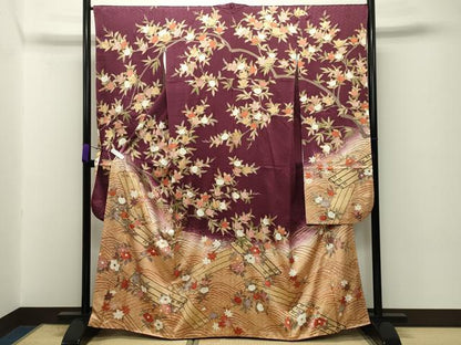 平和屋着物●十日町老舗ブランド　吉澤友禅　吾妻徳穂　振袖　駒刺繍　橘花筏　暈し染め　金彩　やまと誂製　正絹　逸品　CABD8821gh