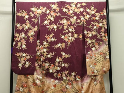 平和屋着物●十日町老舗ブランド　吉澤友禅　吾妻徳穂　振袖　駒刺繍　橘花筏　暈し染め　金彩　やまと誂製　正絹　逸品　CABD8821gh
