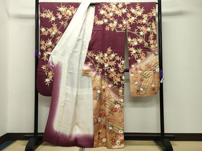 平和屋着物●十日町老舗ブランド　吉澤友禅　吾妻徳穂　振袖　駒刺繍　橘花筏　暈し染め　金彩　やまと誂製　正絹　逸品　CABD8821gh