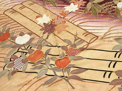 平和屋着物●十日町老舗ブランド　吉澤友禅　吾妻徳穂　振袖　駒刺繍　橘花筏　暈し染め　金彩　やまと誂製　正絹　逸品　CABD8821gh