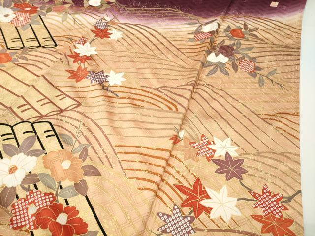 平和屋着物●十日町老舗ブランド　吉澤友禅　吾妻徳穂　振袖　駒刺繍　橘花筏　暈し染め　金彩　やまと誂製　正絹　逸品　CABD8821gh