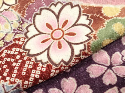 平和屋着物●豪華振袖　駒刺繍　舞桜花文　暈し染め　金彩　金通し地　正絹　逸品　CABD8822gh