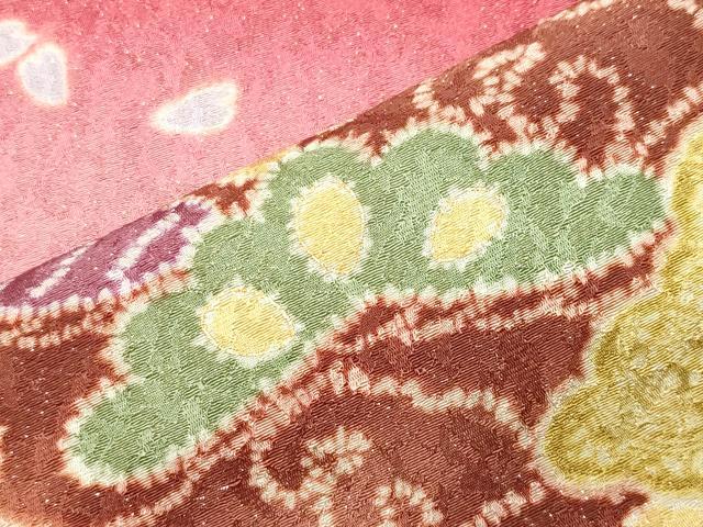 平和屋着物●豪華振袖　駒刺繍　舞桜花文　暈し染め　金彩　金通し地　正絹　逸品　CABD8822gh