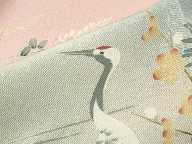 平和屋着物●訪問着　友禅　作家物　梅松鶴花文　暈し染め　正絹　逸品　未使用　CABD8823gh
