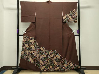 平和屋着物●訪問着　辻が花　黒地　正絹　逸品　CABD8825gh