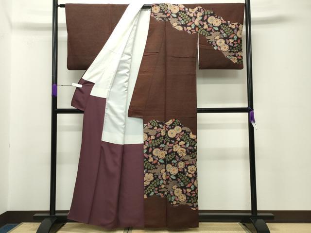 平和屋着物●訪問着　辻が花　黒地　正絹　逸品　CABD8825gh