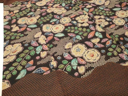 平和屋着物●訪問着　辻が花　黒地　正絹　逸品　CABD8825gh