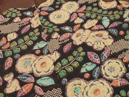 平和屋着物●訪問着　辻が花　黒地　正絹　逸品　CABD8825gh