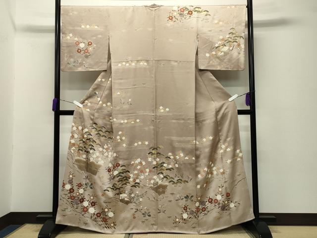 平和屋着物●訪問着　駒刺繍　流水松竹梅文　暈し染め　金彩　正絹　逸品　CABD8827gh