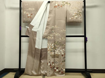 平和屋着物●訪問着　駒刺繍　流水松竹梅文　暈し染め　金彩　正絹　逸品　CABD8827gh