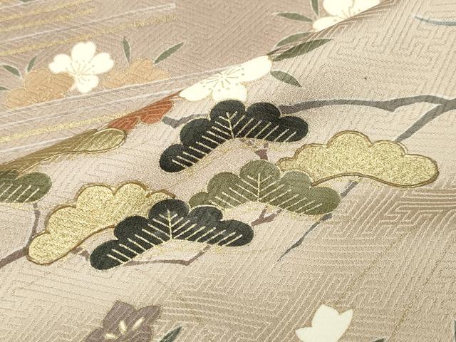 平和屋着物●訪問着　駒刺繍　流水松竹梅文　暈し染め　金彩　正絹　逸品　CABD8827gh