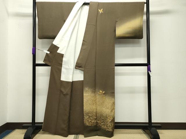 平和屋着物●螺鈿作家　甲斐泰造　訪問着　南天文　暈し染め　金彩　正絹　逸品　CABD8828gh