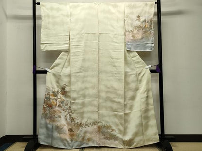 平和屋着物●金彩友禅　卓越技能者・名工・和田光正　訪問着　檜扇花文　暈し染め　金銀彩　正絹　逸品　未使用　CABD8829gh
