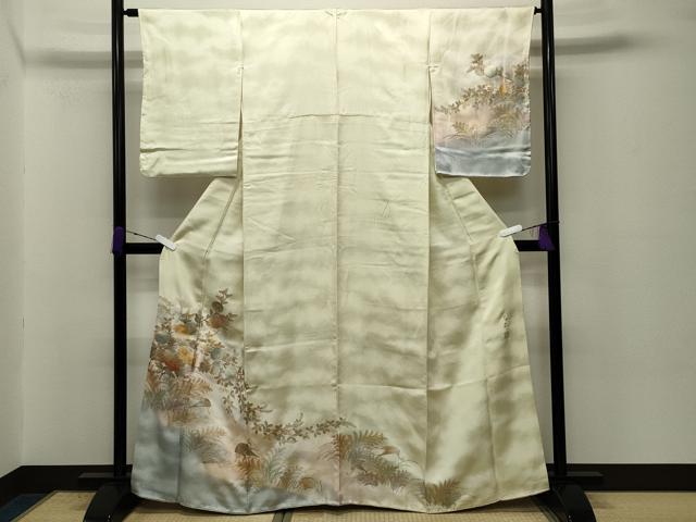 平和屋着物●金彩友禅　卓越技能者・名工・和田光正　訪問着　檜扇花文　暈し染め　金銀彩　正絹　逸品　未使用　CABD8829gh
