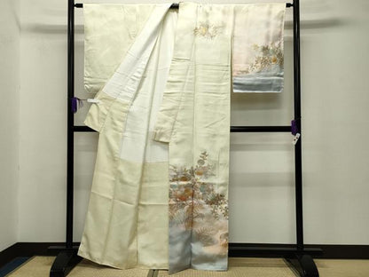 平和屋着物●金彩友禅　卓越技能者・名工・和田光正　訪問着　檜扇花文　暈し染め　金銀彩　正絹　逸品　未使用　CABD8829gh