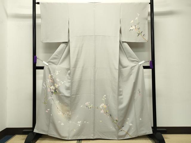 平和屋着物●京加賀友禅　百貫石峰　訪問着　枝花文　蛍暈し　正絹　逸品　CABD8830gh