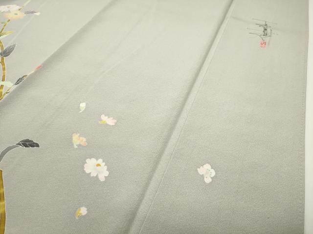 平和屋着物●京加賀友禅　百貫石峰　訪問着　枝花文　蛍暈し　正絹　逸品　CABD8830gh