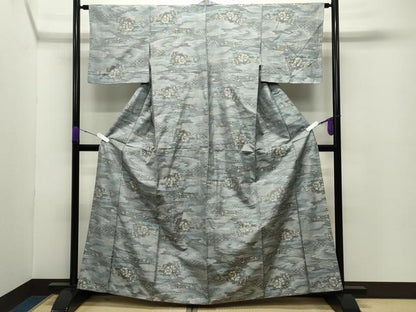 平和屋着物●都喜ヱ門　本場大島紬　白大島　7マルキ　総絣　更紗花唐草文　藤絹織物謹製　正絹　逸品　CABD8836gh