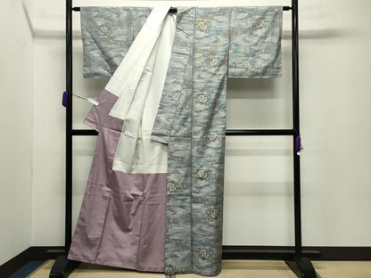 平和屋着物●都喜ヱ門　本場大島紬　白大島　7マルキ　総絣　更紗花唐草文　藤絹織物謹製　正絹　逸品　CABD8836gh