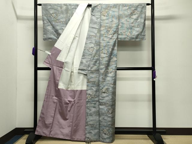 平和屋着物●都喜ヱ門　本場大島紬　白大島　7マルキ　総絣　更紗花唐草文　藤絹織物謹製　正絹　逸品　CABD8836gh
