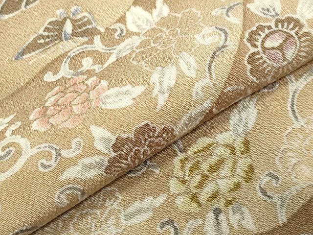 平和屋着物●極上　創業460年・千總　小紋　舞蝶花唐草文　鬼しぼ縮緬　正絹　逸品　未使用　CABD8837gh
