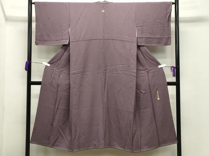 平和屋着物●本草木染作家　圓啓　色無地　花菱地紋　葡萄鼠色　正絹　逸品　未使用　CABD8839gh