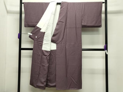 平和屋着物●本草木染作家　圓啓　色無地　花菱地紋　葡萄鼠色　正絹　逸品　未使用　CABD8839gh