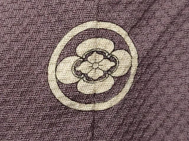 平和屋着物●本草木染作家　圓啓　色無地　花菱地紋　葡萄鼠色　正絹　逸品　未使用　CABD8839gh
