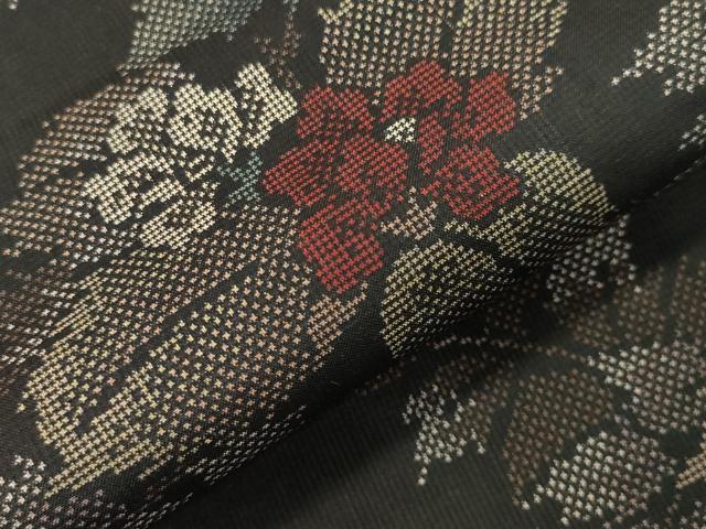 平和屋着物●本場大島紬　7マルキ　草花文　正絹　逸品　CABD8840gh