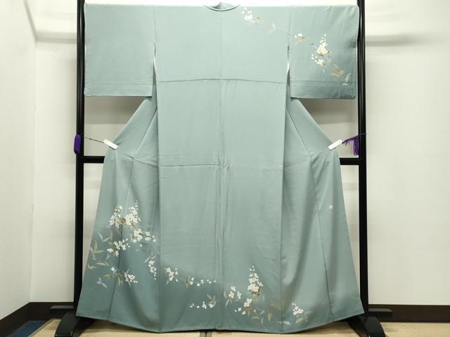平和屋着物●訪問着　友禅　作家物　枝花文　暈し染め　正絹　逸品　CABD8844gh