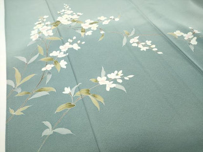 平和屋着物●訪問着　友禅　作家物　枝花文　暈し染め　正絹　逸品　CABD8844gh