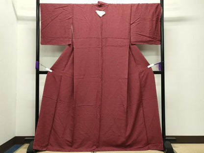 平和屋着物●上質な色無地　舞花地紋　小豆色　さが美扱い　ロング丈　正絹　逸品　未使用　CABD8845gh