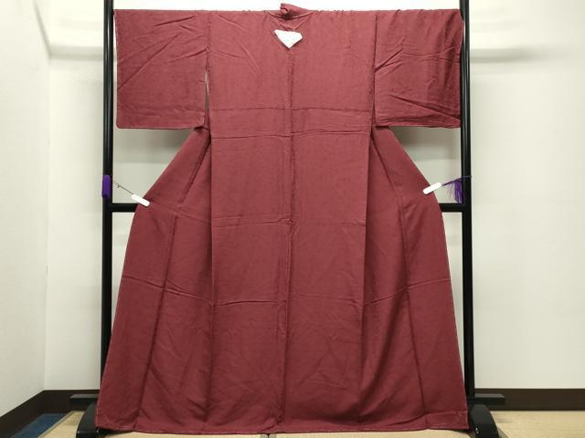 平和屋着物●上質な色無地　舞花地紋　小豆色　さが美扱い　ロング丈　正絹　逸品　未使用　CABD8845gh