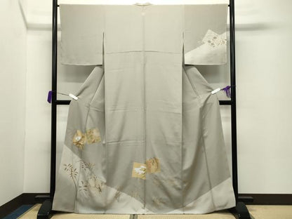 平和屋着物●訪問着　刺繍　色紙重ね花文　暈し染め　金彩　正絹　逸品　未使用　CABD8852gh