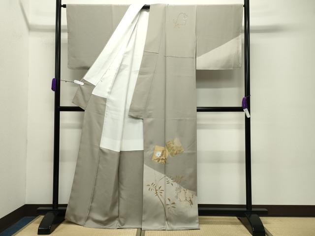 平和屋着物●訪問着　刺繍　色紙重ね花文　暈し染め　金彩　正絹　逸品　未使用　CABD8852gh