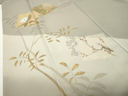 平和屋着物●訪問着　刺繍　色紙重ね花文　暈し染め　金彩　正絹　逸品　未使用　CABD8852gh