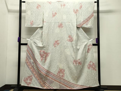 平和屋着物●訪問着　総絞り　切嵌花文　正絹　逸品　CABD8854gh