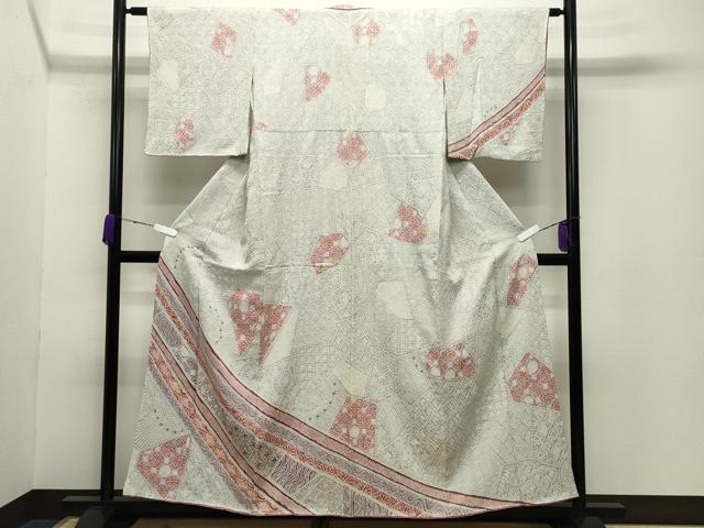 平和屋着物●訪問着　総絞り　切嵌花文　正絹　逸品　CABD8854gh