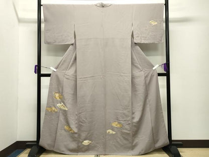 平和屋着物●訪問着　駒刺繍　流水花文　金彩　正絹　逸品　CABD8855gh
