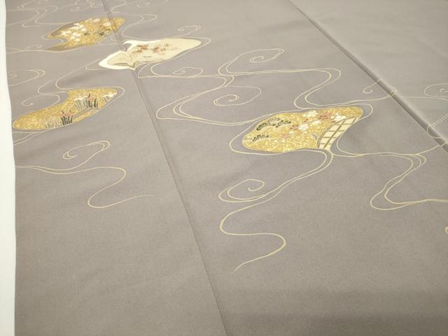 平和屋着物●訪問着　駒刺繍　流水花文　金彩　正絹　逸品　CABD8855gh