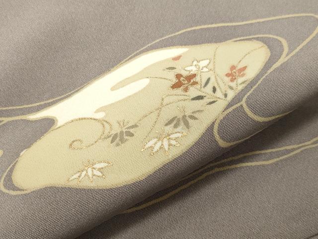 平和屋着物●訪問着　駒刺繍　流水花文　金彩　正絹　逸品　CABD8855gh
