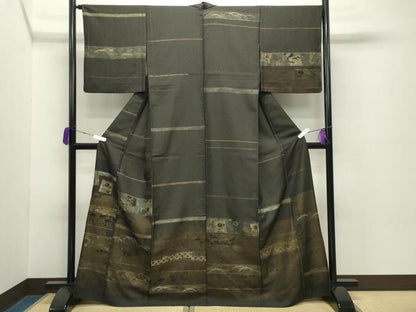 平和屋着物●訪問着　色紙重ね草花文　金彩　正絹　逸品　CABD8856gh