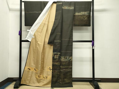 平和屋着物●訪問着　色紙重ね草花文　金彩　正絹　逸品　CABD8856gh
