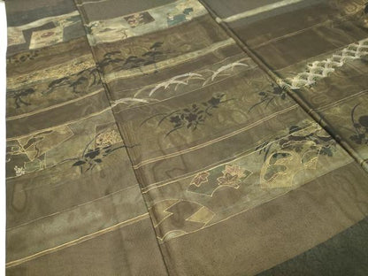 平和屋着物●訪問着　色紙重ね草花文　金彩　正絹　逸品　CABD8856gh