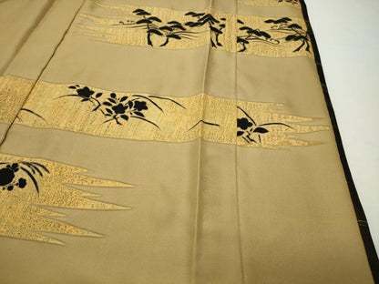 平和屋着物●訪問着　色紙重ね草花文　金彩　正絹　逸品　CABD8856gh