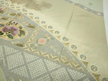 平和屋着物●TOKI志すい キモノモードオリジナルブランド　訪問着　駒刺繍　更紗花唐草文　暈し染め　金彩　正絹　逸品　CABD8860gh